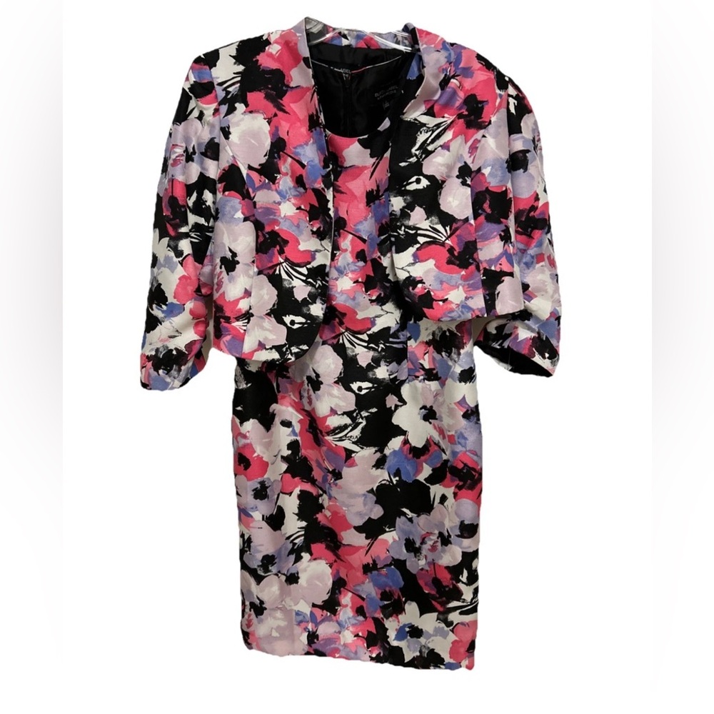 Evan Picone Black Label Floral 2 Piece Dress with Open Front Jacket Size 2 NEW